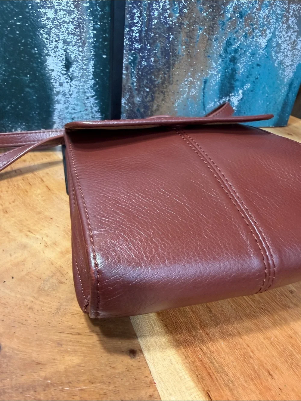 American Leather Co. Minimalist Kansas Leather Crossbody Bag Brandy Brown